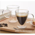 double wall 300ml tumbler glass cup with handle